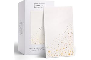 Stylish Gold Dinner Napkins, 100 Pack White and Gold, 7.5 x 4.25 Inch Disposable Paper Napkins for Party, Wedding, and Events