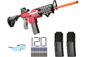 ROMKER Toy Gun Automatic Sniper Rifle for Nerf Guns Bullets -3 Modes Burst Electric Toy Foam Blaster with 120 Darts, 2 Magazines, Toys for 8-12 Year Old Boys Adults, Birthday Xmas Gift for Kids Age 8+