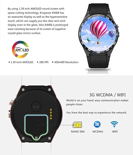 Amazon.com: Smart Watch Android 5.1 3G GPS Bluetooth HR 1.39 ...