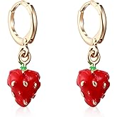 Strawberry Earrings, Cute Small Strawberry Fruit Earrings for Women Girls Tiny Huggie Red Enamel Fruit Earring Jewelry Gifts for Women Birthday Xmas, Skin-Friendly