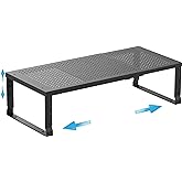 Wobmmi Expandable Spice Rack Kitchen Cabinet Shelf Organizer, Stackable Storage Shelves Racks, Adjustable Counter Shelving for Cabinets, Countertop, Cupboard,Pantry and More.(1Pack/Black/Medium)