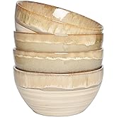 Bosmarlin Stoneware Soup Bowl Set of 4, 26 Oz, Cereal Bowl for Oatmeal, Dishwasher and Microwave Safe, Reactive Glaze (Brown Grey, 6 in)