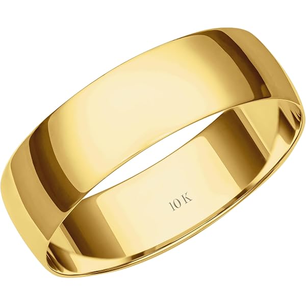 Gem And Harmony Mens 10K Yellow Gold 8mm Polished Wedding Band