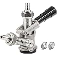 Sankey D Keg Coupler, All 304 Stainless Steel Body & Probe American D System Sankey Beer Keg Tap Coupler with Ergonomic Handle & Hose Clamp for I.D 5/16'' Draft Beer Line Gas