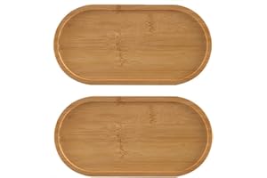 Set of 2Bambus Serving Trays Oval Charcuterie Plates Board Rustic Long Bread Bamboo Tray Sink Tray Dresser Jewelry Ring Dish,
