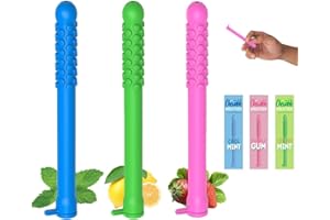 HEFNOYA 3-Pack Chewable Breather Sticks, Natural Essential Oil Breath Stick, Chewable Breather Quit Smoking- Aromatherapy Fresh Breath Stop Smoking Chew Sticks