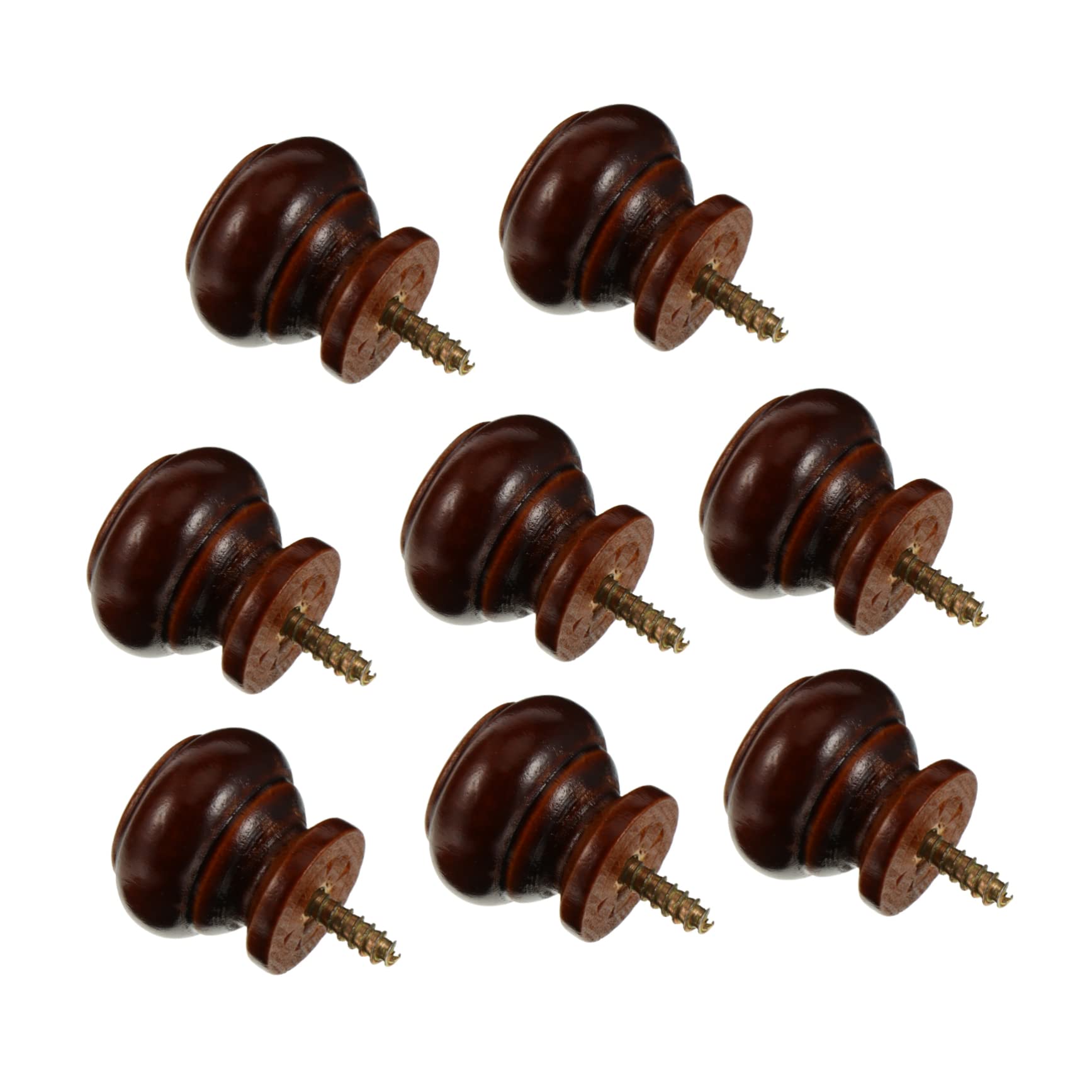 DOITOOL 8pcs Durable Round Wood Door Knobs Cabinet Knob Handles for Wardrobe Drawers Furniture Sturdy and Functional Wood Cabinet Hardware