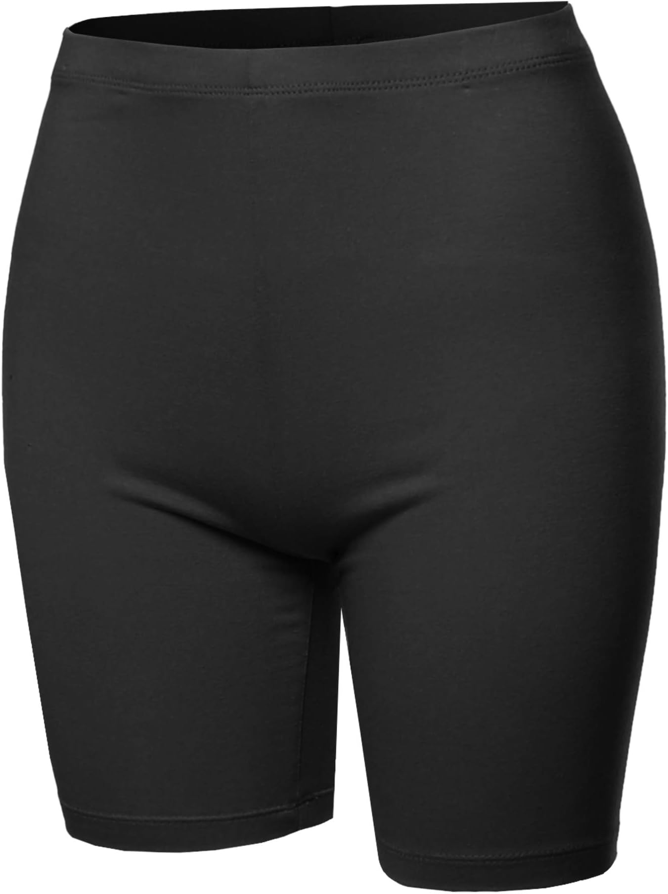 Women's Basic Solid Premium Cotton Mid Thigh High Rise Biker Bermuda Shorts