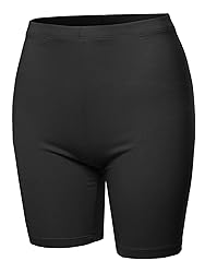 A2Y Basic Solid Cotton Mid Thigh High Rise Biker