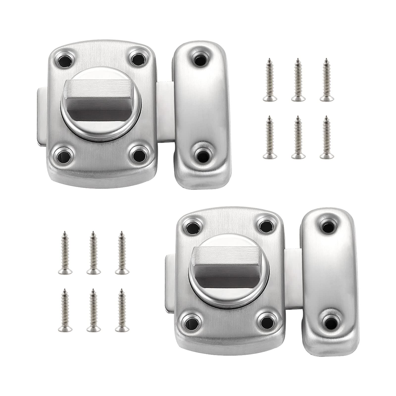 2 Pack Rotate Bolt Latch, Zinc Alloy Bathroom Door Lock, Small Internal Door Locks, Securing Internal Doors Rotate Door Lock for Toilet Door Windows Various Doors