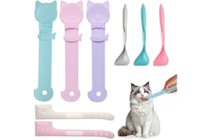 AURAMEILON Cat Treat Dispenser Cat Treat Spoon Squeeze 8PCS Lickable Cat Holder with Cat Strip Feeder Spoon and Temptations Licky Treats Happy Cat Tube and Squeeze Up Cat Food Spoons for Wet Food (Cat Tail)