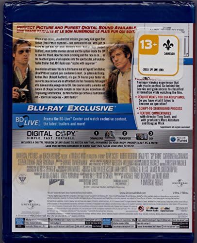 Jeux D Espionnage Spy Game English French 2001 Widescreen Regie Au Quebec Blu Ray Dvd Digital Copy Cover Bilingue Amazon Ca Robert Redford Brad Pitt Catherine Mccormack Stephen Dillane Larry Bryggman Tony Scott