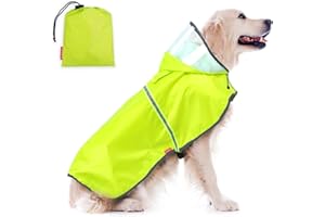 hehihaho Dog Raincoat - Adjustable Waterproof Dog Rain Jacket with Clear Hooded - Lightweight Reflective Rain Jacket Poncho Hoodies for Large Medium Small Dogs Puppies (Green, Small)