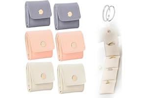 GENERIC Mini Travel Jewelry Bag, Mini Jewelry Travel Pouch with Multiple Compartments, Foldable Lightweight Design for Earrings Necklaces Bracelets, Portable Storage Pouch (White + Grey + Pink 6PCS)