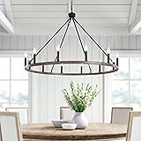 ANKYLHUA Black Wagon Wheel Chandelier Diam 38'', 12