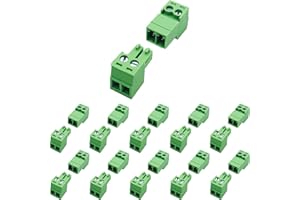 DQLIOWUO 10 Set 2 Pin 3.81mm Pitch Screw Terminal Block Connector for 28-16AWG, Pluggable Quick No Soldering Phoenix Type Connector (2Pin（10set）)