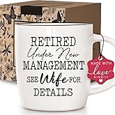 Funny Retired Under New Management See Wife for Details Coffee Mugs Gifts for Men 2025,Est 2025 Unique Christmas Retirement Gifts for Husband Dad Coworker Boss, 13oz