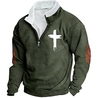 Mens Fleece Quarter-Zip Collar Cross Jesus Christ Christians