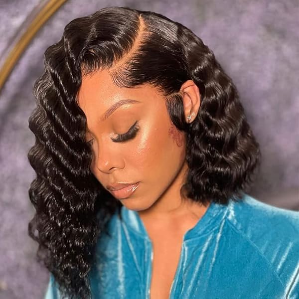 Image of Curly blunt cut bob weave with natural wave pattern