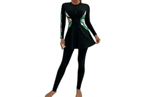 IDOPIP Muslim Swimsuits for Women Modest Burkini Islamic Arabic Swimwear Full Cover Long Sleeve Rash Guard Pants Bathing Suit