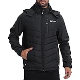 Lololeneon ASHANT Men's Active Softshell Jacket,Insulated hooded Jacket Thermal Winter Coat for Running Hiking