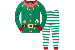 POPSHION Little Boys Girls Christmas Pajamas for Toddler Clothes Set Snowman Sleepwear Long Sleeve 100% Cotton Kids Pjs 3-10 Years