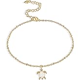 Lit Wall Gold Anklets for Women 18K Gold Plated Adjustable Summer Simple Foot Jewelry Ankle Bracelet for Women