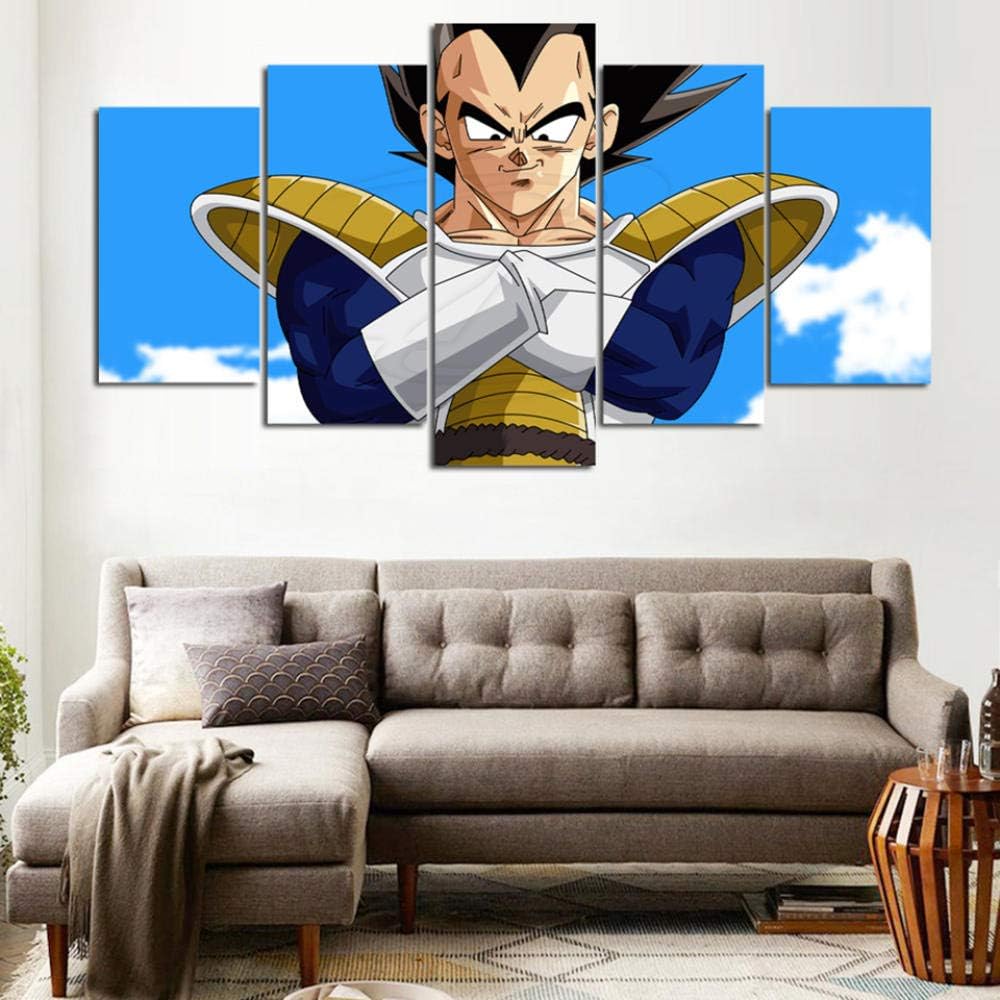 RZHSS Prints on Canvas,Dragon Ball Z Anime 5 Pieces Modern Canvas Painting Modular Picture Poster Family Wall Art Decoration (No Frame) Size M