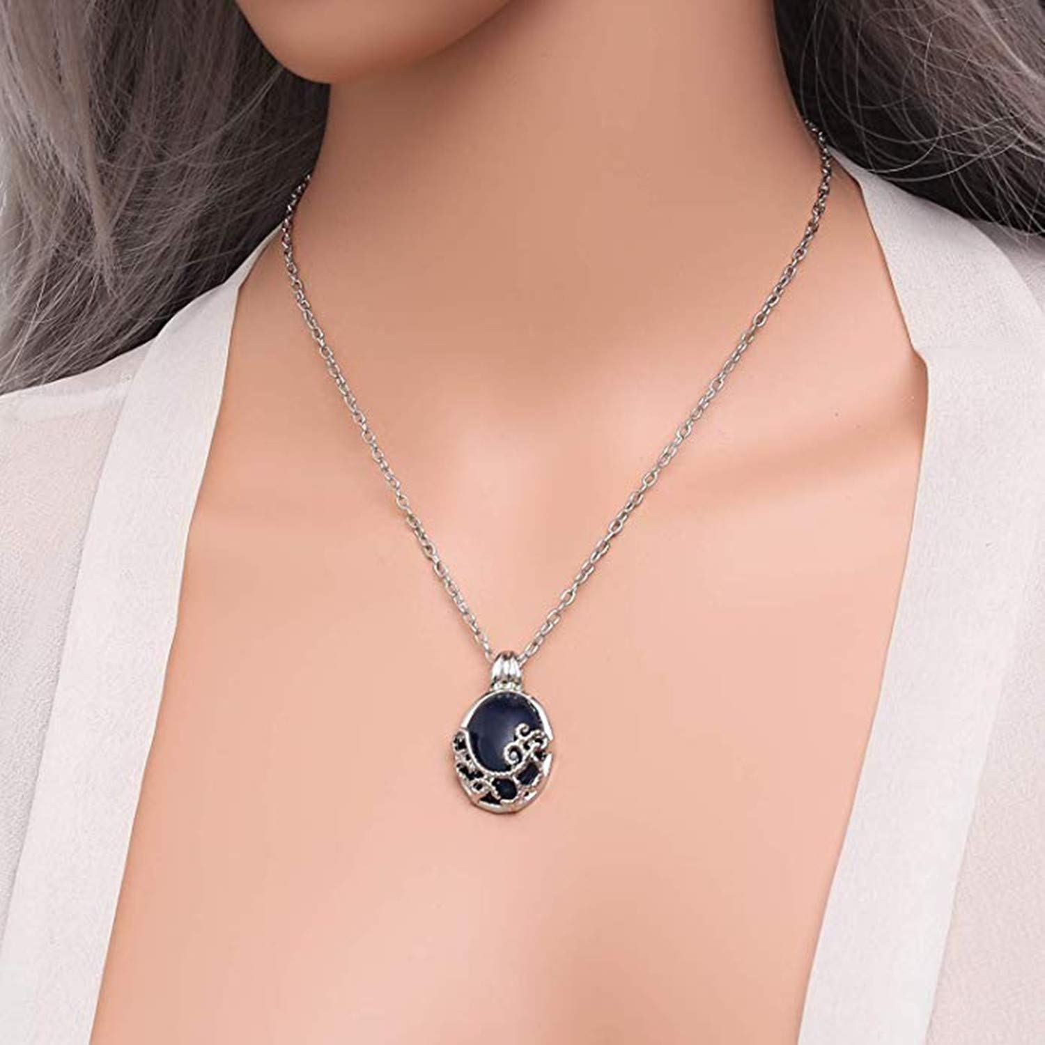 PPX Daywalking Katherine Necklace Pendant Charm Necklace-Royal Blue and Vampire Daylight Walking Signet Damon's Ring for Fans, with Transparent Box