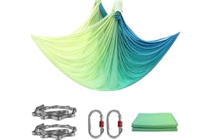 PRIOR FITNESS 5M Aerial Yoga Hammock Yoga Swing Set Premium Nylon Aerial Silk Fabric Yoga Strap Accessory with Carabiner, Daisy Chain for Bodybuilding,Workout, Indoor, Outdoor Rainbow