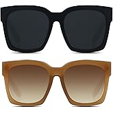 ANDWOOD Oversized Sunglasses for Women Big Large Square Wide Frame Shades Retro Trendy Fashion UV Protection