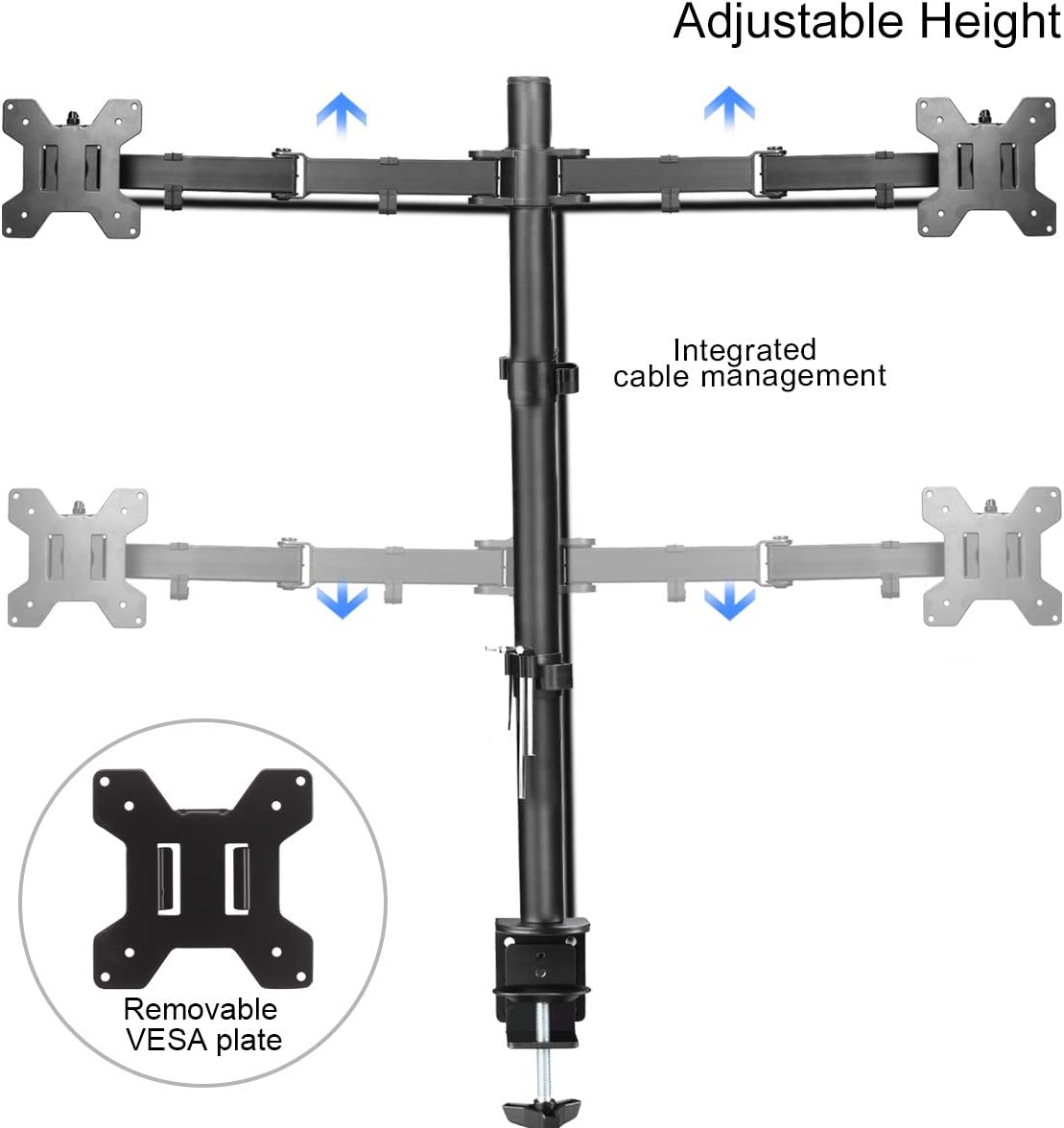 Dual Monitor Stand, Monitor Arm Dual for 13-27 inch LCD LED PC Screens Ergonomic PC Monitor & Projector Stands Dual Monitor Mount, Height Adjustable(80cm Pole) Double Monitor Stand MD6842 - Image 5
