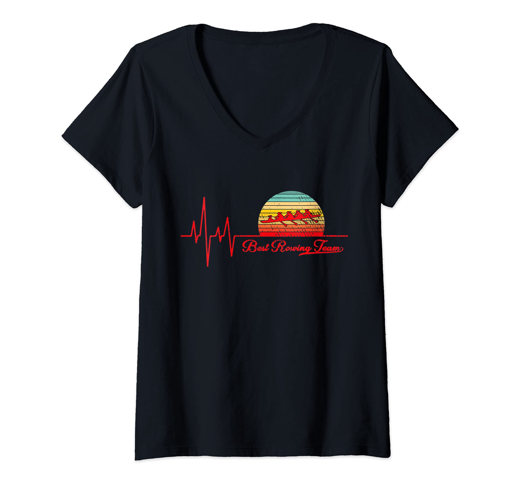 Womens Best Rowing Team V-Neck T-Shirt