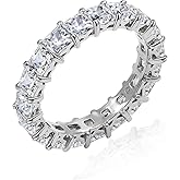 Amazon Essentials Sterling Silver Princess Cut All-Around Band Ring made with Infinite Elements Cubic Zirconia, (previously Amazon Collection)