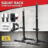 Yaheetech Adjustable Squat Rack Heavy Duty Barbell Stand 250kg 114-179cm view 3