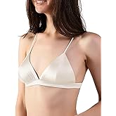 FEELITS Wireless Real Mulberry Silk Satin Triangle Bralette, No Underwire, Sexy & Comfortable Wire-Free Bra for Women