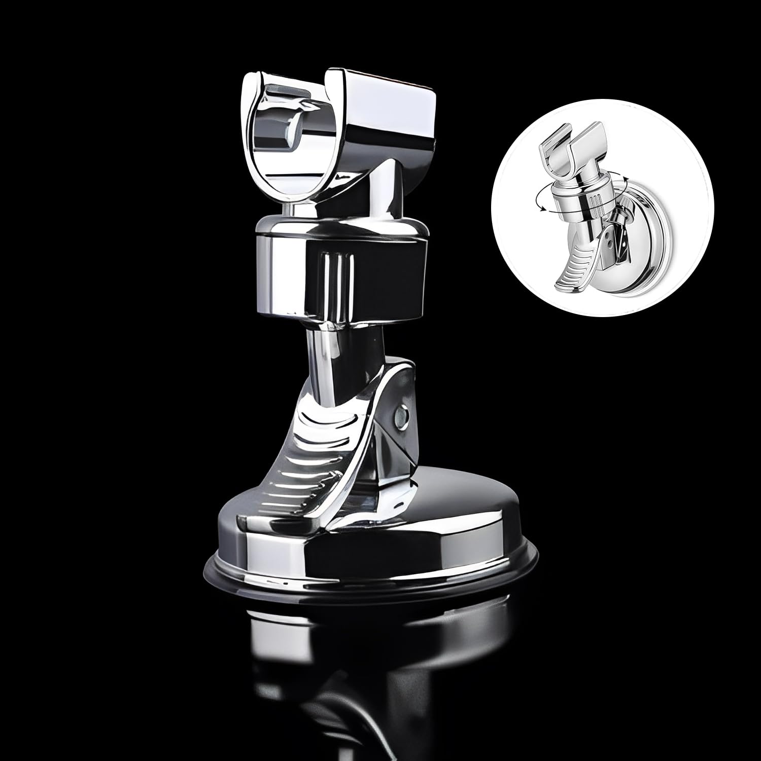 Norhogo Suction Cup Adjustable Removable Shower Wall Mounted Bracket, hower Head Holder, 360° Rotation Adjustable Shower Bracket,Shower Head Holder No Drilling for Home Hotel Bathroom (11*7cm)