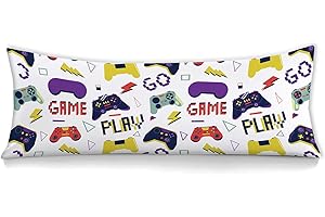 WONDERGIFT Game Body Pillow Cover for Boys Gifts Gaming Pattern Long Pillow Case with Zipper Ultra Soft Decorative Modern Large Pillowcases Soft Cushion Covers for gameroom,Bedroom,Couch,Sofa 20"x54"(White)