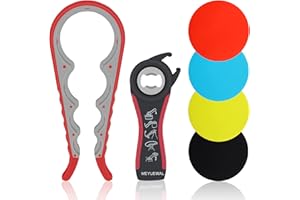 MEYUEWAL Jar Opener Bottle Opener for Weak Hands, 4&5 in 1 Multifunctional Non-Slip Can Lid Opener Tools with Silicone Jar Gripper Pad for Seniors, Children and Arthritic Hands(6-piece -set)