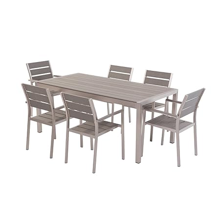 Set Di Tavolo E Sedie Da Giardino In Alluminio E Legno