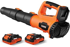 LEAPUL Leaf Blower, 21V Cordless Electric Blower with 2 2.0Ah Batteries and 1 Hour Fast Charger, Lightweight Leaf Blower for Patio Cleaning, Lawn Care, Blowing Fallen Leaves and Dust, etc.