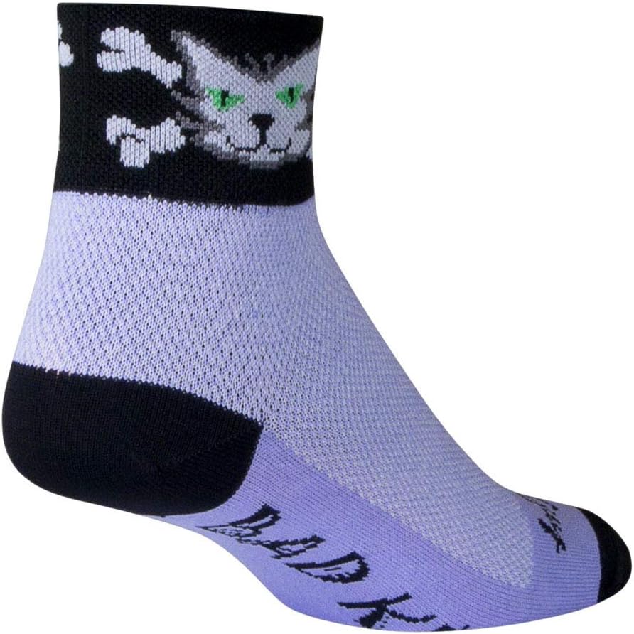 SockGuy, Classic Bad Kitty Womens Socks, cuff height 2", size S / M, Black/Pink : Cycling Socks : Clothing