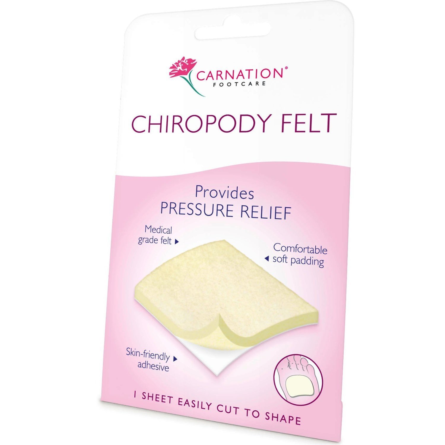 CARNATION, Carnation Chiropody Felt Adhesive Large,Carnation Chirop Felt Lg 10x22,hypoallergenic Adhesive Formulated for Sensitive Skin.