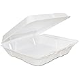 Dart 80HT1R Foam Hinged Lid Containers, (L) 8 x (W) 7.5 x (H) 2.3, White (Case of 200)