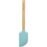 KitchenAid Universal Bamboo Handle Scraper Spatula, 11-Inch, Aqua