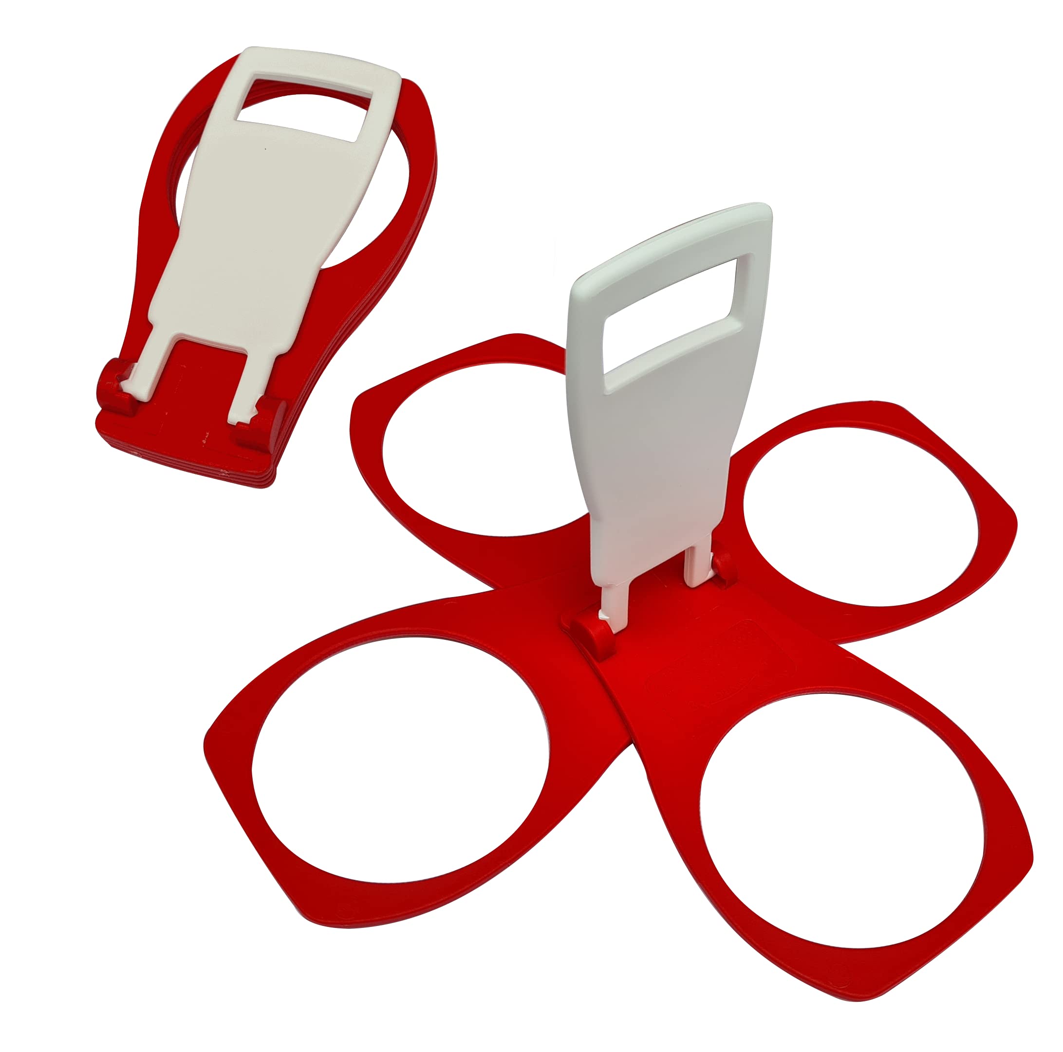 CarryAround Fold Away Cup Carrier/Caddy [MADE IN UK] [RED] Take-Out Coffee Soft Drink Pint Beer Beverage Holder, Sturdy Reusable Pocket Size, Festival Sports Gigs Easy safe - hot drinks, 2,3,4 cups