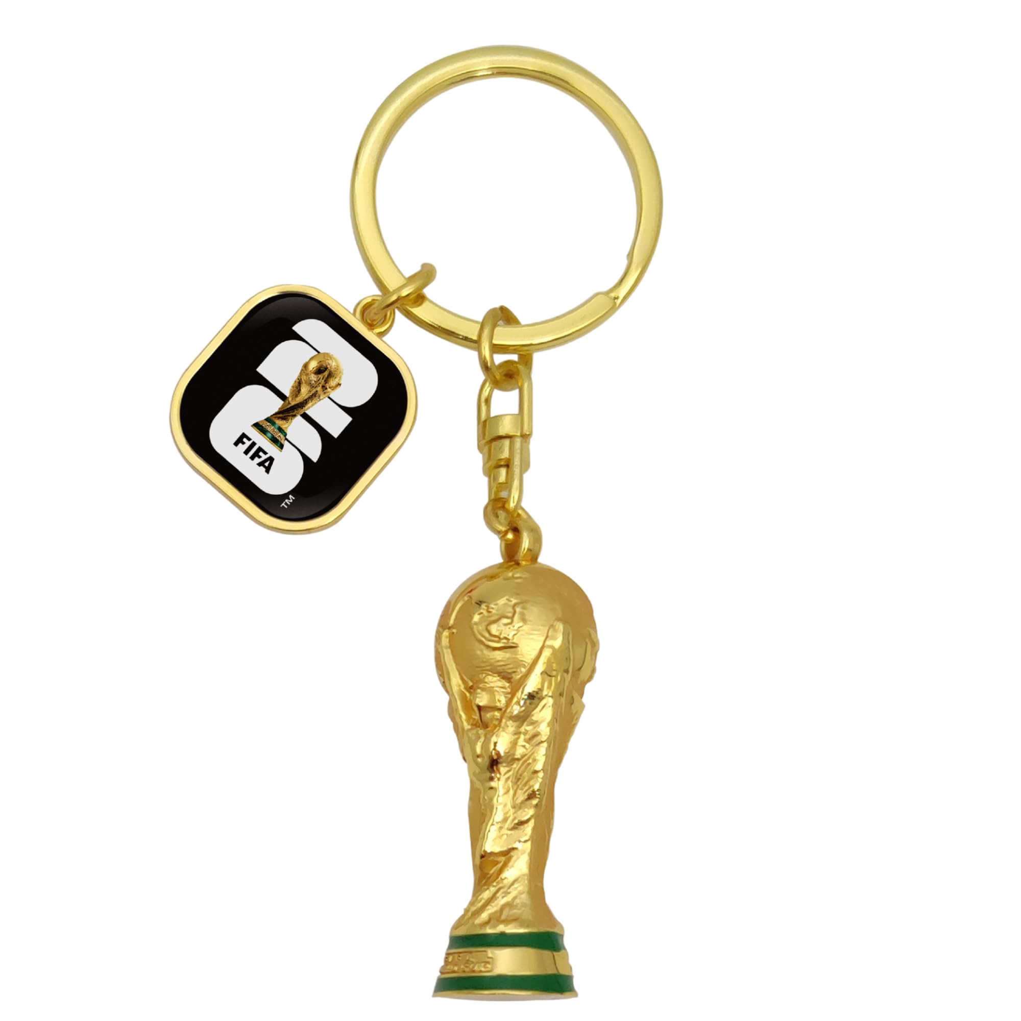 Edición oficial de la Copa Mundial de la FIFA 2026 - Llavero de trofeo de metal de aleación de zinc premium 3D de 1,75 pulgadas con colgante con logotipo esmaltado de FIFA 2026 - Artículo de coleccionista limitado - Para llaves o agregar a mochilas o bols
