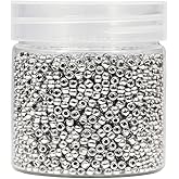 BALABEAD Silver Color 3mm Seed Beads About 4000pcs/110 Grams in Box 8/0 Glass Craft Seed Beads for Jewelry Making (Silver)