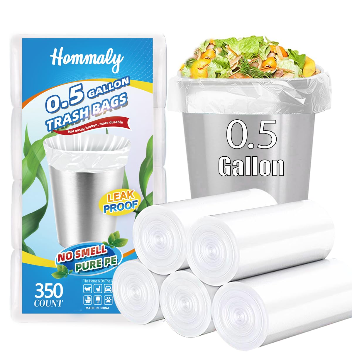 Photo 1 of 0.5 Gallon 350 pcs Mini Clear Trash Bags, Tiny Strong Garbage Bags,Small Plastic Bags for Desktop Trash Bin, Tiny Bathroom Trash Can Bin Liners,Mini Bags for Waste Basket Liner,Fit 2 Liters-Clear