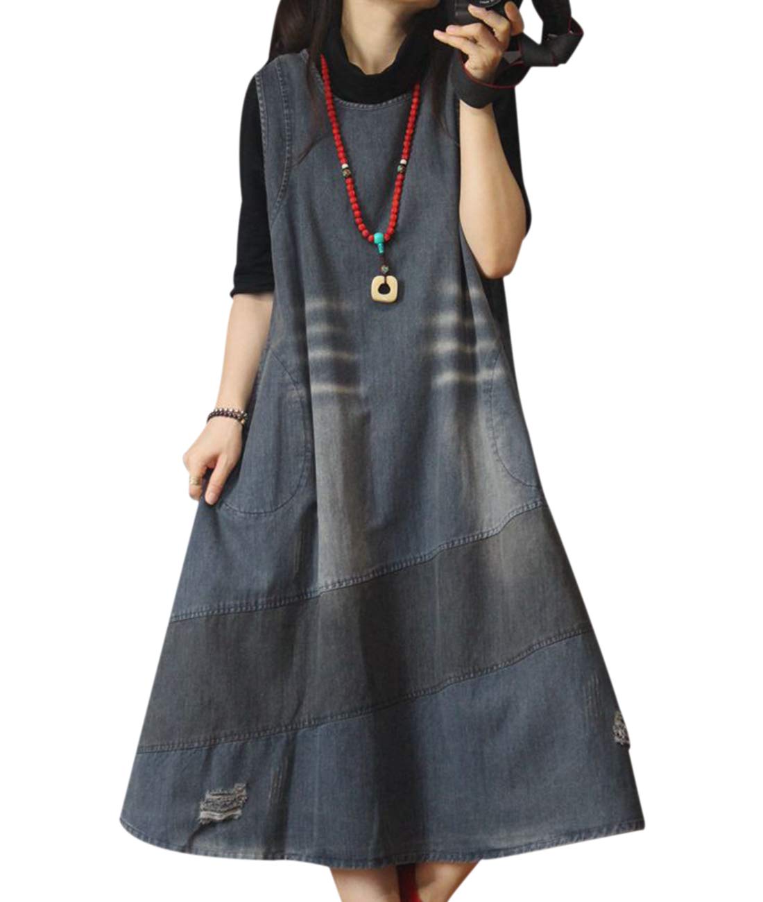 denim overall maxi dress